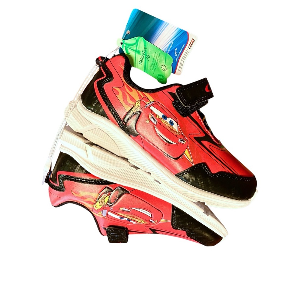 Disney Pixar Cars Lightning McQueen Shoes Hook Loop Strap Red NEW! Size 12